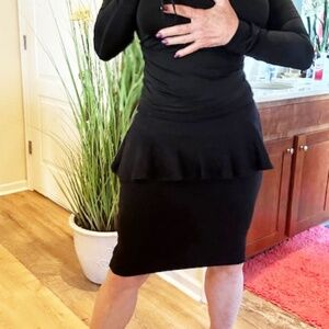 Betsey Johnson SMALL  black knit peplum pencil skirt